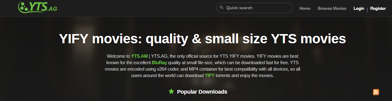 YTS high-quality torrent upload